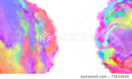 Colorful smoke cloud from a smoke bomb isolated on white. Multicolor smoke in the sky background. Colorful smoke cloud from a smoke bomb isolated on white. Multicolor smoke in the sky background. 75634699