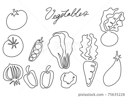 一沖程蔬菜02（黑白，單色）西紅柿，蘿蔔，胡蘿蔔等。 75635226