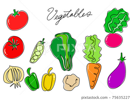 一鍵書寫蔬菜02（彩色）西紅柿，蘿蔔，胡蘿蔔等。 75635227