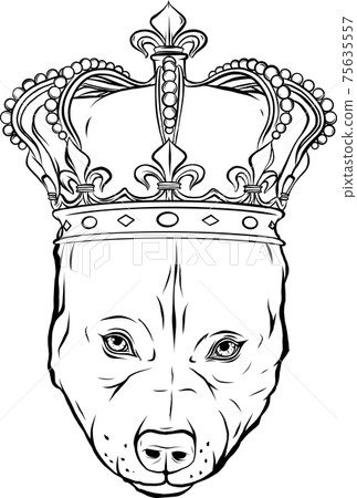 draw in black and white of King Dog vector illustration on white background 75635557