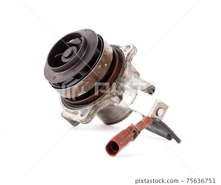 Modern car water pump with coolant temperature gauge on white background, isolate. 75636751