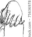 Croquis on the right hand and mug 75636978