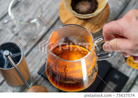 Coffee paper drip extraction drip server stirring agitate coffee color light up HARIO 75637574