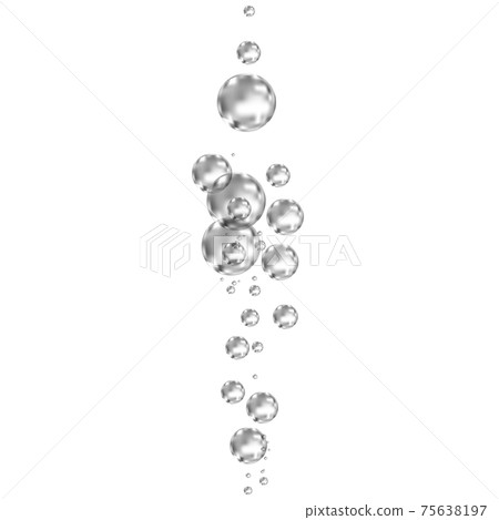 Underwater  black fizzing air bubbles on white  background. 75638197
