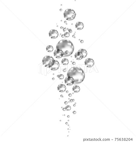 Underwater  black fizzing air bubbles on white  background. Underwater  black fizzing air bubbles on white  background. 75638204