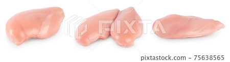 Fresh chicken fillet isolated on white background with full depth of field. Set or collection Fresh chicken fillet isolated on white background with full depth of field. Set or collection 75638565