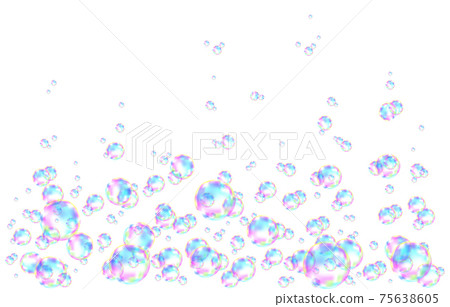 Colorful soap bubbles with rainbow reflection. - Stock Illustration ...