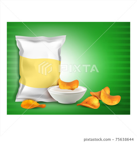 Potato Chips Snack Creative Promo Banner Vector Potato Chips Snack Creative Promo Banner Vector 75638644