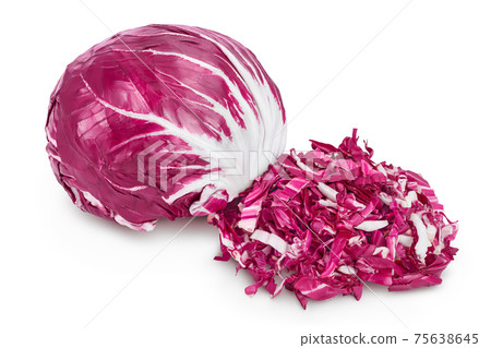 Fresh red radicchio salad isolated on white background with clipping path and full depth of field 75638645