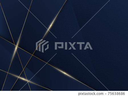 Abstract template blue geometric diagonal background with golden line. Luxury style. 75638686