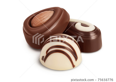 Chocolate candy isolated on white background with clipping path and full depth of field 75638776