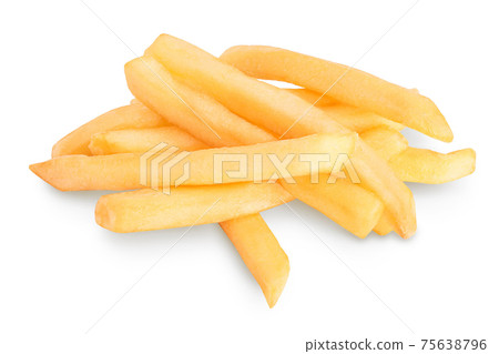 French fries or fried potatoes isolated on white background with clipping path and full depth of field French fries or fried potatoes isolated on white background with clipping path and full depth of field 75638796