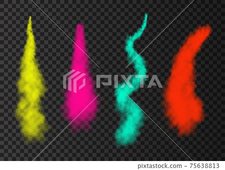 Green, pink, red, yellow foggy plane trail isolated on transparent background. Green, pink, red, yellow foggy plane trail isolated on transparent background. 75638813