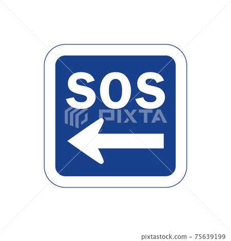Square traffic signal in blue and white, isolated on white background. Roadside assistance Square traffic signal in blue and white, isolated on white background. Roadside assistance 75639199