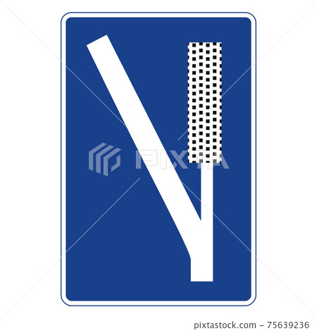 Rectangular traffic signal in blue and white, isolated on white background. Emergency braking zone Rectangular traffic signal in blue and white, isolated on white background. Emergency braking zone 75639236