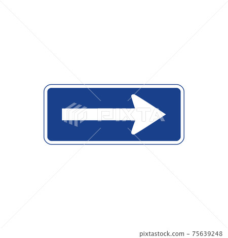 Rectangular traffic signal in blue and white, isolated on white background. One way road Rectangular traffic signal in blue and white, isolated on white background. One way road 75639248