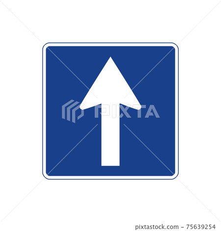 Square traffic signal in blue and white, isolated on white background. One way road Square traffic signal in blue and white, isolated on white background. One way road 75639254