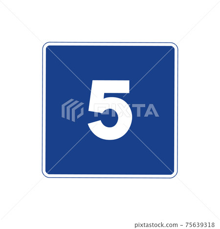 Square traffic signal in blue and white, isolated on white background. Maximum recommended speed of five Square traffic signal in blue and white, isolated on white background. Maximum recommended speed of five 75639318
