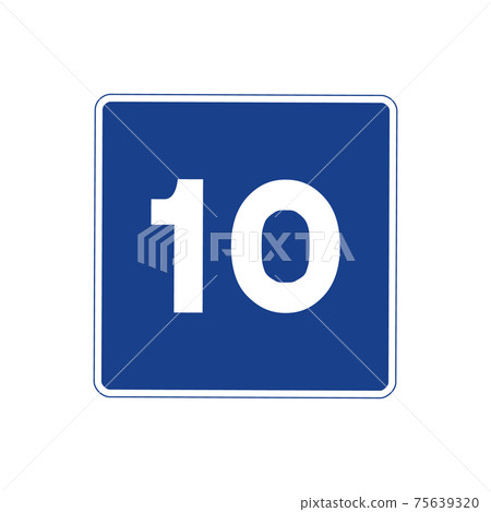 Square traffic signal in blue and white, isolated on white background. Maximum recommended speed of ten Square traffic signal in blue and white, isolated on white background. Maximum recommended speed of ten 75639320