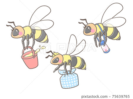 Bees carrying lunch and honey 75639765