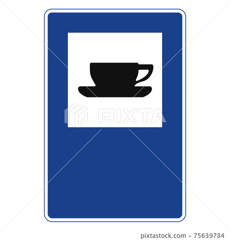 Rectangular traffic signal in blue and white, isolated on white background. Coffee shop Rectangular traffic signal in blue and white, isolated on white background. Coffee shop 75639784