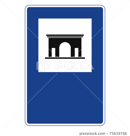 Rectangular traffic signal in blue and white, isolated on white background. Monument Rectangular traffic signal in blue and white, isolated on white background. Monument 75639786