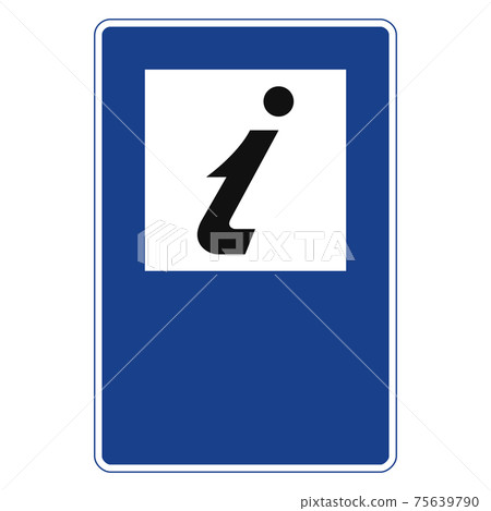 Rectangular traffic signal in blue and white, isolated on white background. Tourist information point Rectangular traffic signal in blue and white, isolated on white background. Tourist information point 75639790