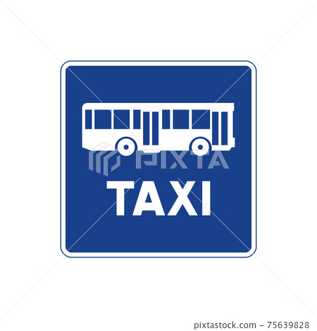 Square traffic signal in blue and white, isolated on white background. Lane reserved for buses and taxis Square traffic signal in blue and white, isolated on white background. Lane reserved for buses and taxis 75639828