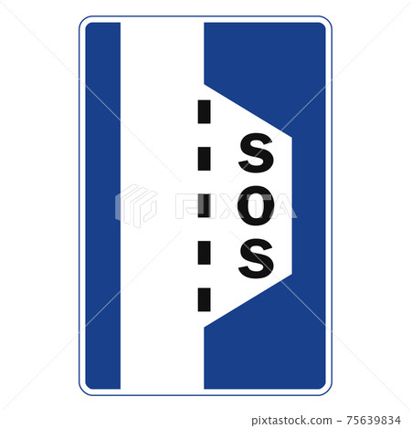 Rectangular traffic signal in blue and white, isolated on white background. Siding in tunnels with emergency phone Rectangular traffic signal in blue and white, isolated on white background. Siding in tunnels with emergency phone 75639834