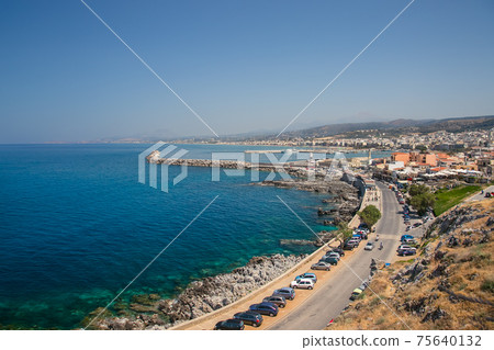 harbor and lighthouse of the city of rethymno in in crete greece harbor and lighthouse of the city of rethymno in in crete greece 75640132