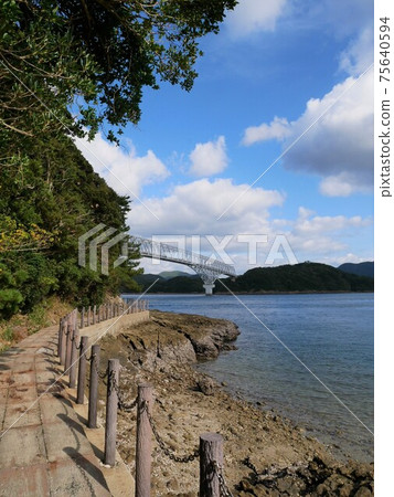"Wakamatsu Ohashi" connecting Wakamatsu Island and Nakadori Island in the Goto archipelago 75640594