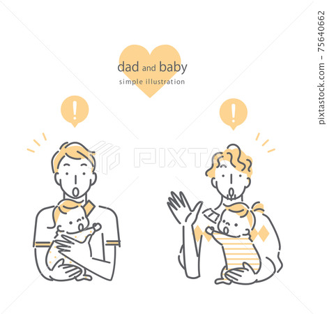 Simple and cute line art illustrations for dad and baby Simple and cute line art illustrations for dad and baby 75640662