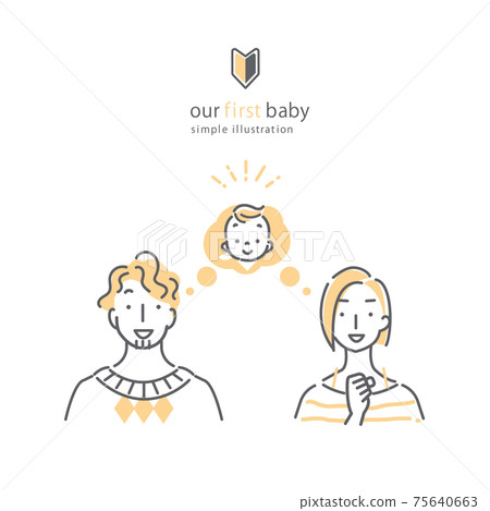 Simple and fashionable line art illustration of a couple who wants a baby Simple and fashionable line art illustration of a couple who wants a baby 75640663