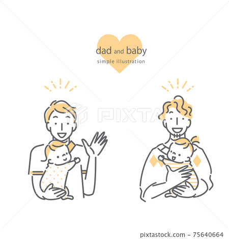Simple and cute line art illustrations for dad and baby Simple and cute line art illustrations for dad and baby 75640664