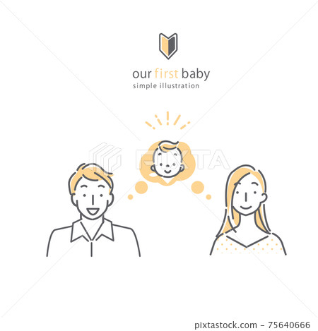 Simple and fashionable line art illustration of a couple who wants a baby Simple and fashionable line art illustration of a couple who wants a baby 75640666
