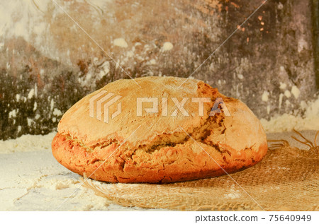 Baking fresh bread background close up 75640949