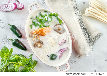 Thai coconut salmon soup Thai coconut salmon soup 75641624