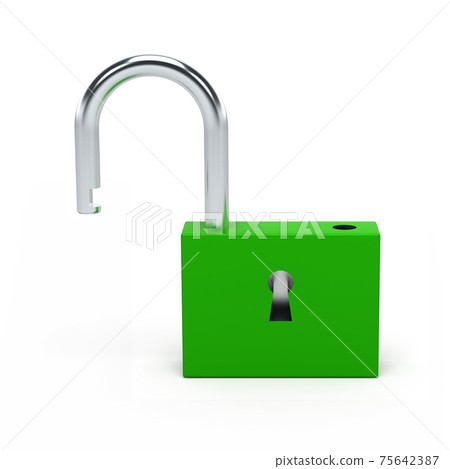 Unlocked green lock. 75642387