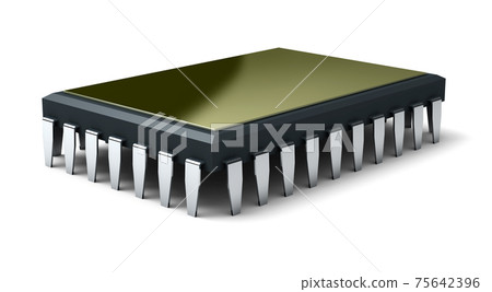 Microchip isolated on white background. 3d render. Processor icon. 75642396