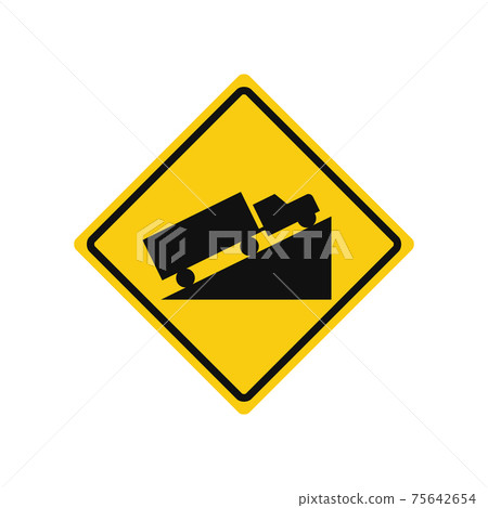 Rhomboid traffic signal in yellow and black, isolated on white background. Warning of steep ascent Rhomboid traffic signal in yellow and black, isolated on white background. Warning of steep ascent 75642654