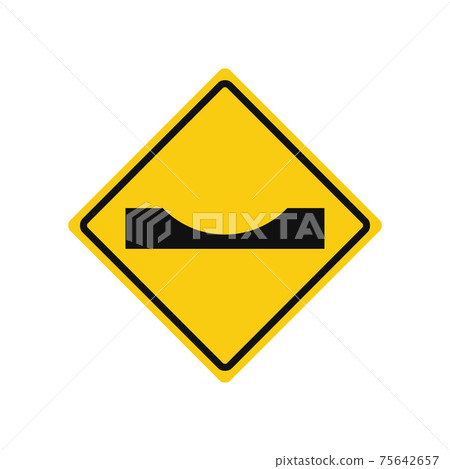 Rhomboid traffic signal in yellow and black, isolated on white background. Warning of dangerous dip Rhomboid traffic signal in yellow and black, isolated on white background. Warning of dangerous dip 75642657