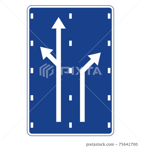 Rectangular traffic signal in blue and white, isolated on white background. Lanes signaling Rectangular traffic signal in blue and white, isolated on white background. Lanes signaling 75642700
