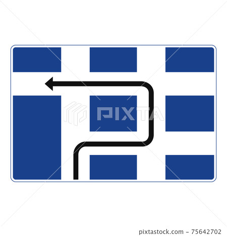 Rectangular traffic signal in blue and white, isolated on white background. Route signaling Rectangular traffic signal in blue and white, isolated on white background. Route signaling 75642702