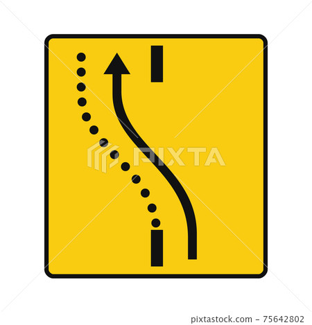 Rectangular traffic signal in yellow and black, isolated on white background. Temporary detour of a lane on the opposite road Rectangular traffic signal in yellow and black, isolated on white background. Temporary detour of a lane on the opposite road 75642802