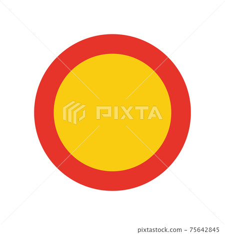 Rounded traffic signal in yellow and red, isolated on white background. Temporary circulation prohibited Rounded traffic signal in yellow and red, isolated on white background. Temporary circulation prohibited 75642845