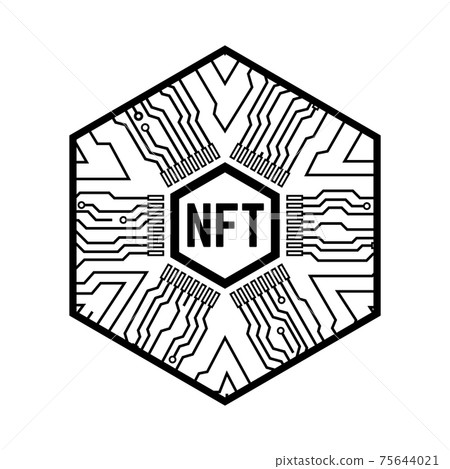 NFT non fungible token. Black and white NFT non fungible token. Black and white 75644021