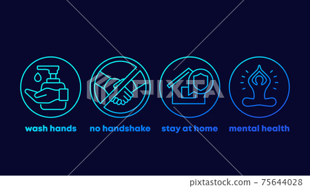 stop coronavirus advices, stay at home icons stop coronavirus advices, stay at home icons 75644028