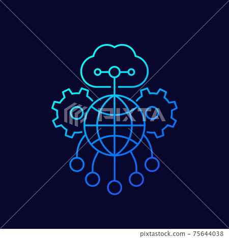 cloud, network line vector icon on dark cloud, network line vector icon on dark 75644038