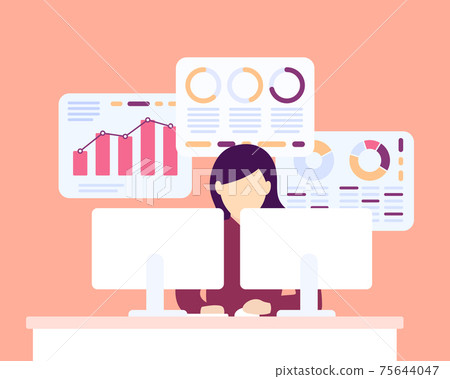data analytics, woman working with business data 75644047