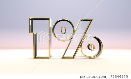 1% 3d glass material surrounded by a golden frame, discount business concept 3d render illustration 1% 3d glass material surrounded by a golden frame, discount business concept 3d render illustration 75644359